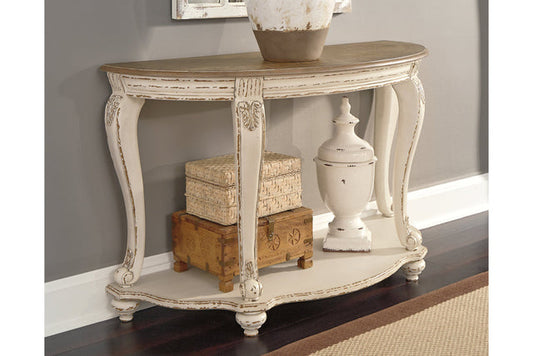 Realyn White/Brown Sofa Table T743