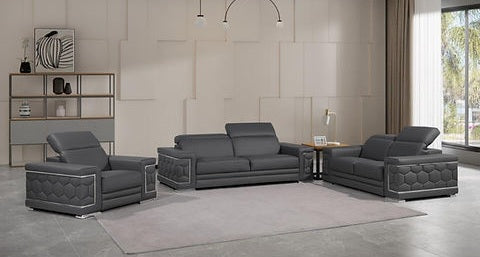Adrian Grey LEATHER MATCH Sofa and Loveseat MI 2205
