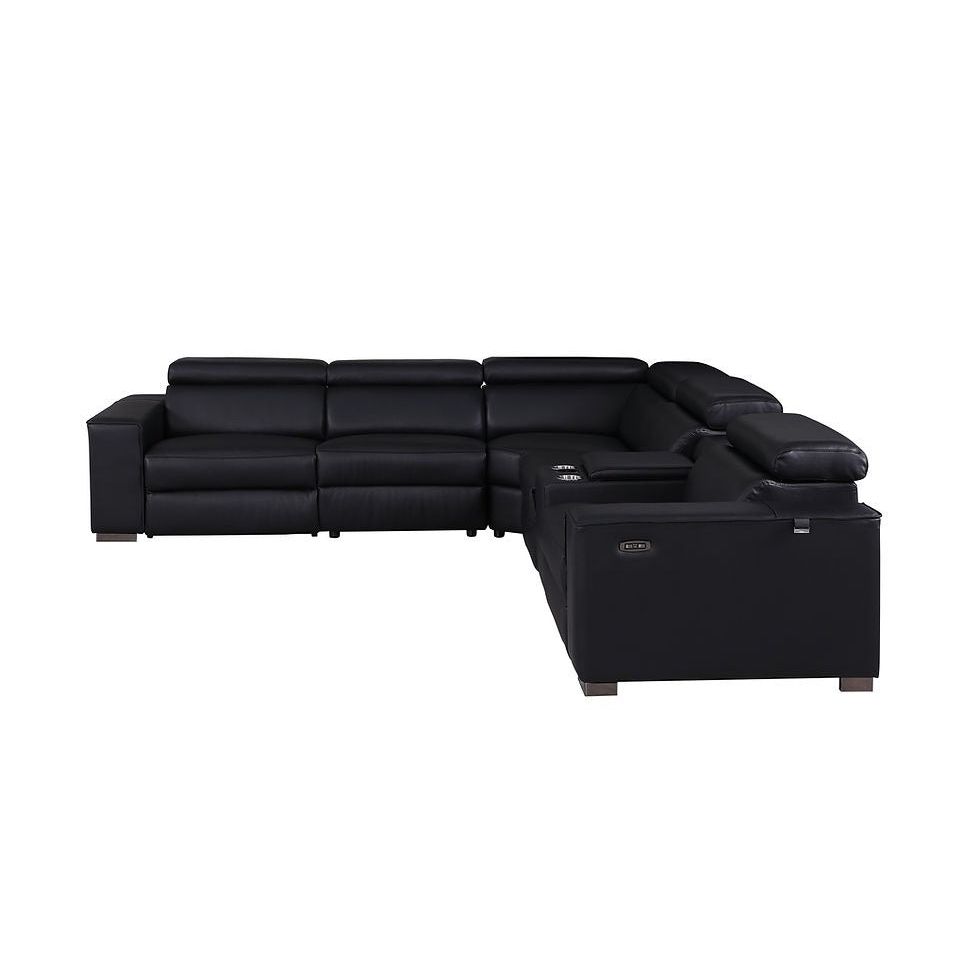 Picasso Black 2-POWER  Leather Match 6pc Sectional  MI631