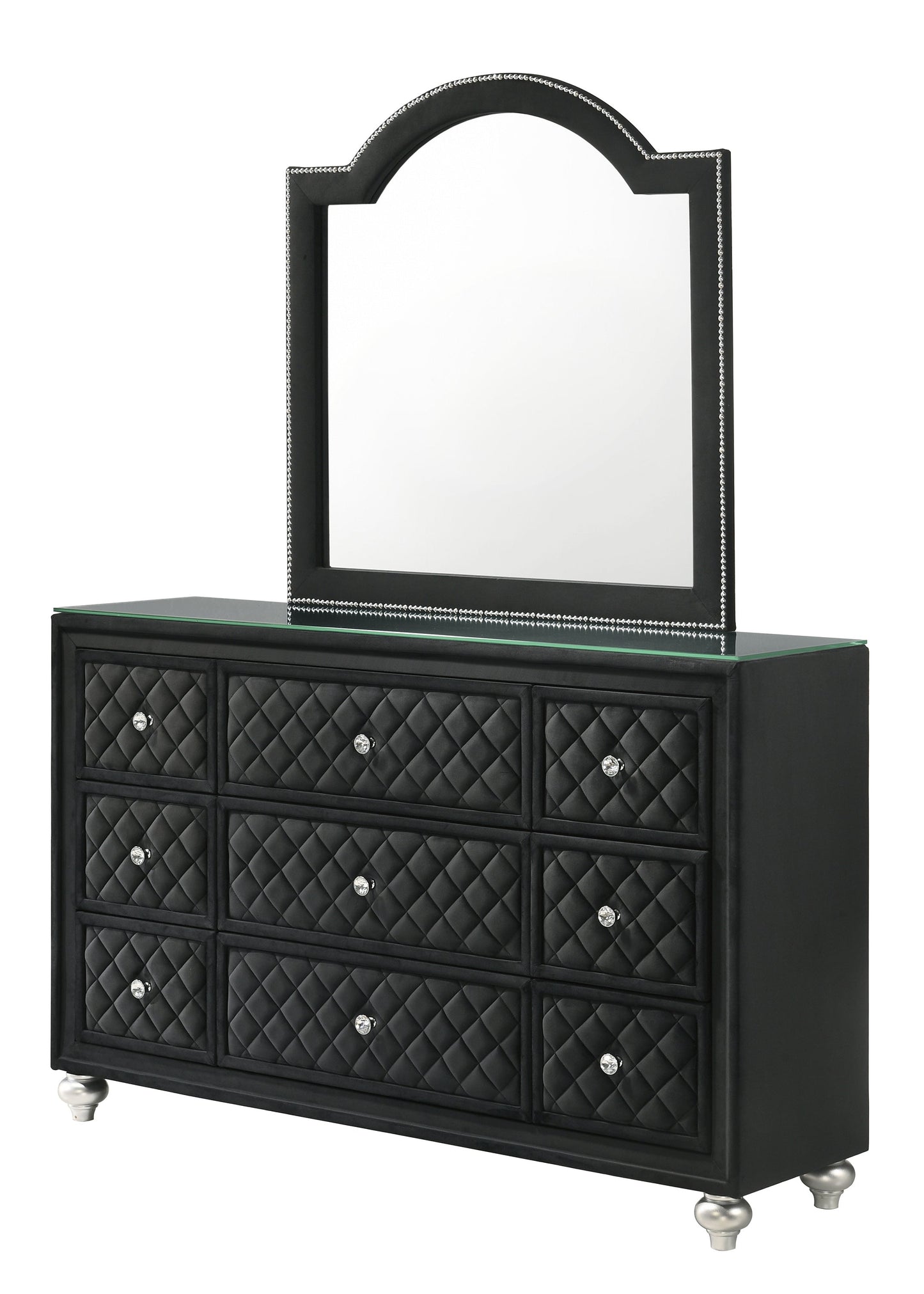 Cameo Black Upholstered Panel Bedroom Set B2180