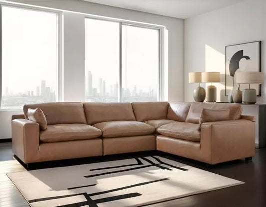Emilia Caramel GENUINE LEATHER 4pc  Sectional 30901
