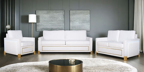 Glamor White/Gold LED Living Room Set  S9060