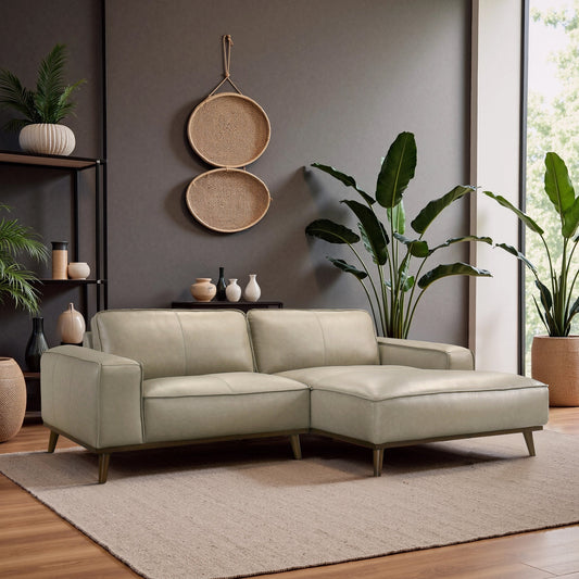 Kerrville Beige Genuine Leather Right Sectional