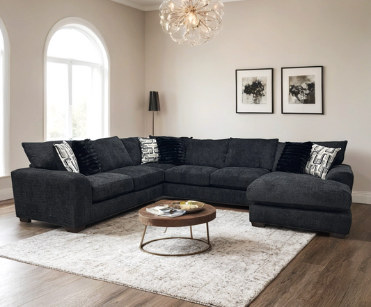 8600 Black Fabric OVERSIZED Sectional