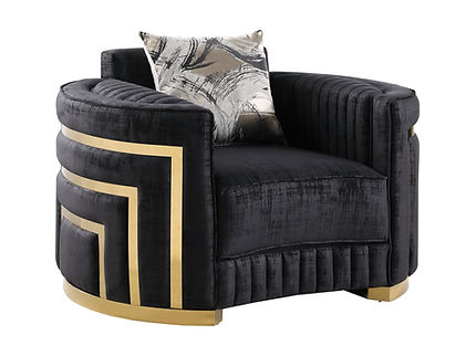 Minerva Black Velvet Sofa and Loveseat S3300
