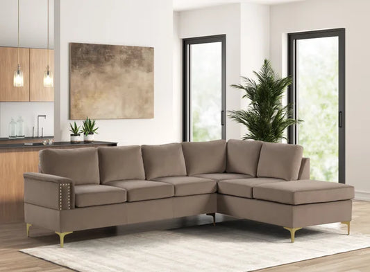 Vogue Latte Velvet Sectional Sofa