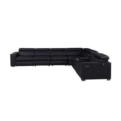 Picasso Black 3-POWER  Leather Match 7pc Sectional  MI631