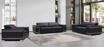 Adrian Black LEATHER MATCH Sofa and Loveseat MI 2205
