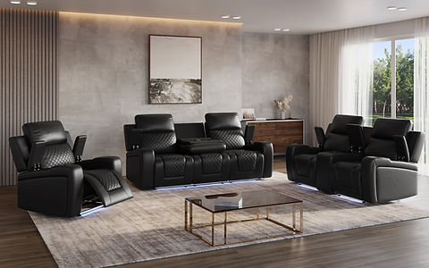 Bomer Black POWER/LED/MASSAGE 3pc Reclining Set S1890