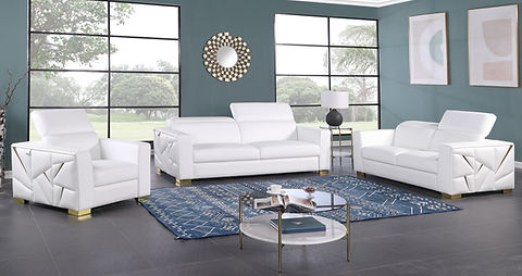 Astra White Italian Leather Sofa and Loveseat MI-1240