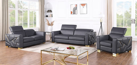 Astra Dark Navy Italian Leather Sofa and Loveseat MI-1240