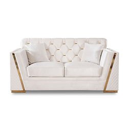 Hilena White/Gold Velvet Living Room Set S2401