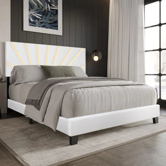 Nico White Velvet King Platform Bed