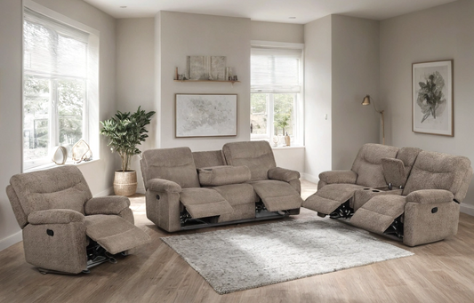 Bravo20 Mocha Fabric 3pc Reclining Set