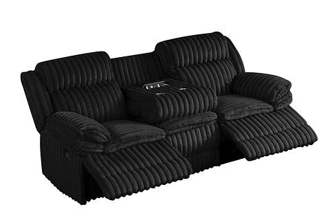 Mellow Black Thick Stripe Fabric 3pc Reclining Set S3939