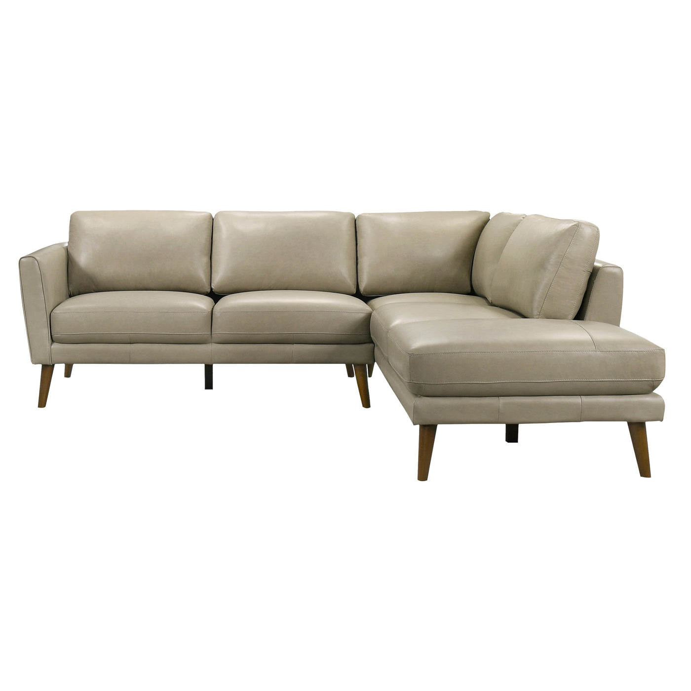 Benson 98" Beige Leather Sectional Sofa Right Facing Chaise