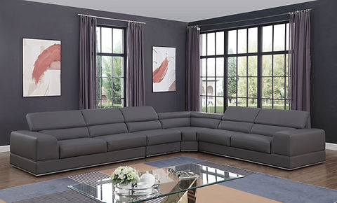 Pella Dark Gray Leather Match 4pc Sectional MI5106