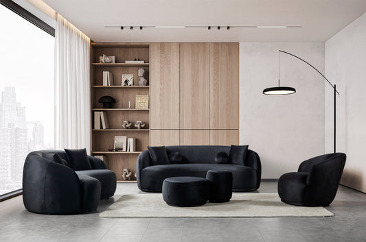 Bonita Black Velvet Living Room Set