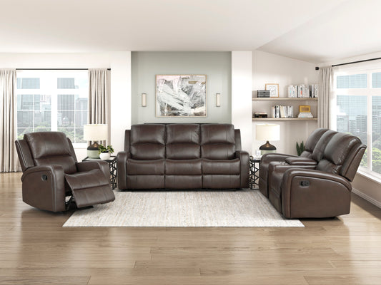 Austin Brown GENUINE LEATHER Reclining Set 9735