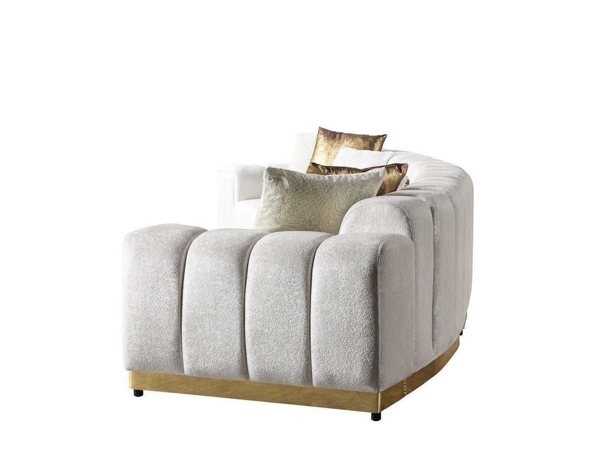 Michelle Ivory Velvet 3pc Curved 165" Sectional