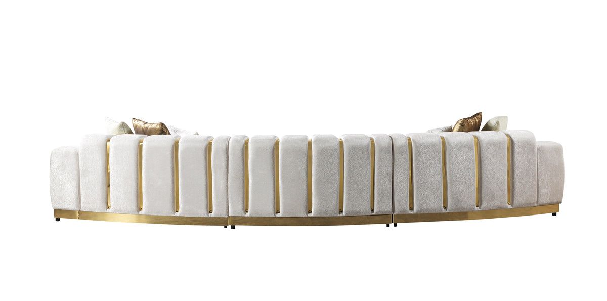 Michelle Ivory Velvet 3pc Curved 165" Sectional
