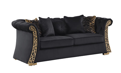 Curamo Black Velvet Sofa and Loveseat S1600