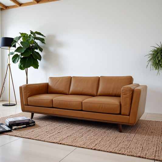 Chase 91"  Tan Genuine Leather Sofa