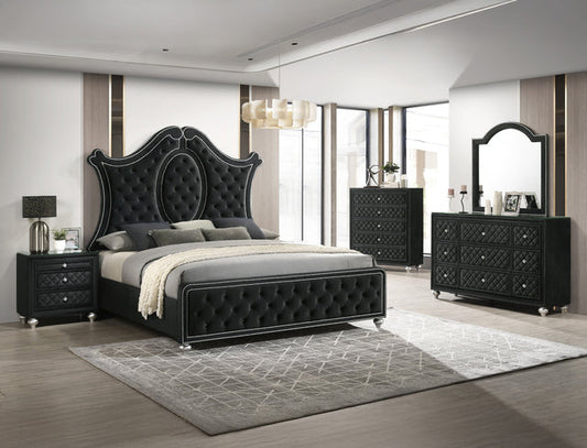 Cameo Black Upholstered Panel Bedroom Set B2180