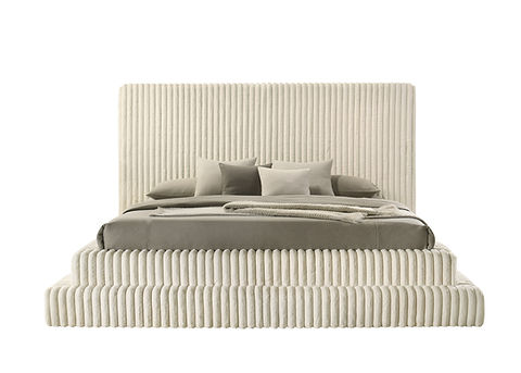 Micah Cream Corduroy Queen Platform Bed B9020