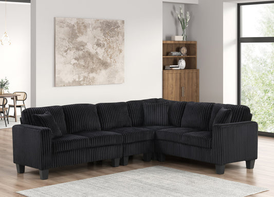 Logan Black Cord  Fabric Reversible Sectional