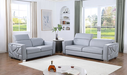 Astra Light Blue Italian Leather Sofa and Loveseat MI-1240