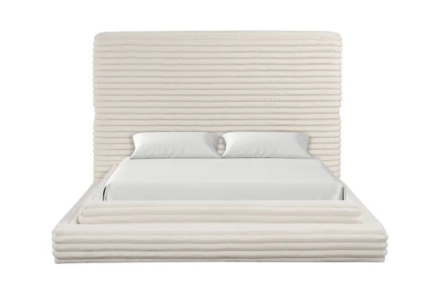 Mariah Beige Fabric King Platform Bed