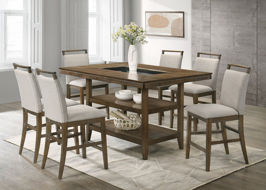 Tommy40 Burnt Walnut Finish 7pc Counter Height Set