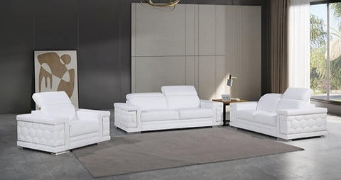 Adrian White LEATHER MATCH Sofa and Loveseat MI 2205
