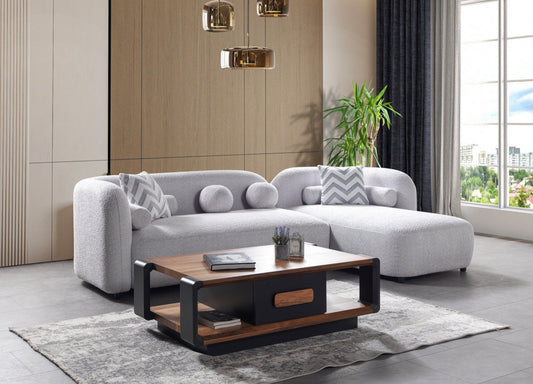 Liva Gray Boucle RAF 110" Sectional