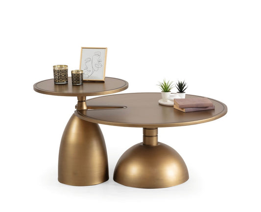 873 Gold 2pc Coffee Table Set