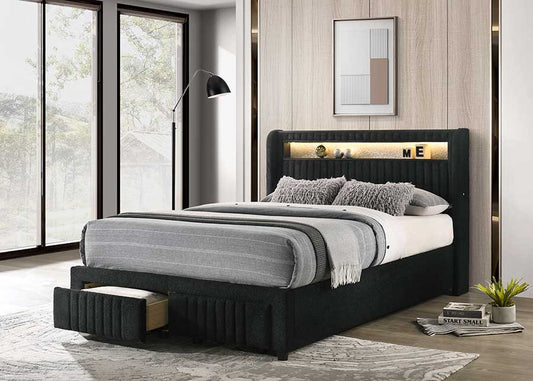 Cupid Black Fabric Full Platform Bed