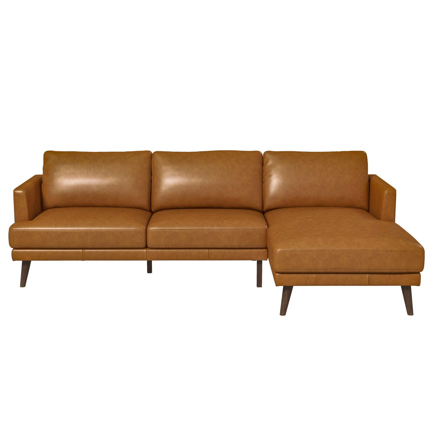 Lore Tan L-Shaped Genuine Leather RAF Sectional