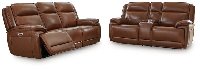 Healy Pier Chocolate Power Reclining Sofa and Loveseat U11204