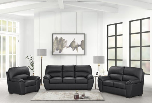 Tiffany  Black Leather Sofa and Loveseat