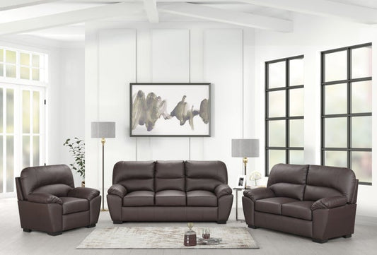 Tiffany Brown Leather Sofa and Loveseat