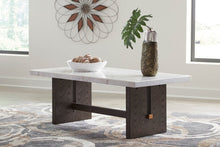 Load image into Gallery viewer, Burkhaus White/Dark Brown MARBLE Coffee Table T779