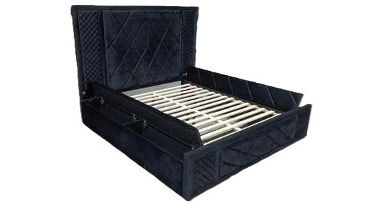 Lorenzo Black Velvet Queen LED/BLUETOOTH SPEAKERS Platform Bed