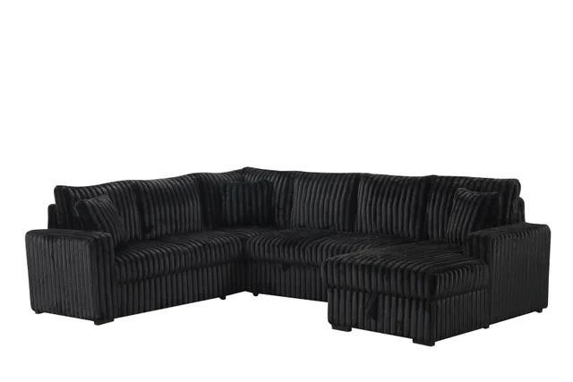 Sonic Black Fabric Sectional With Pull-Out Bed