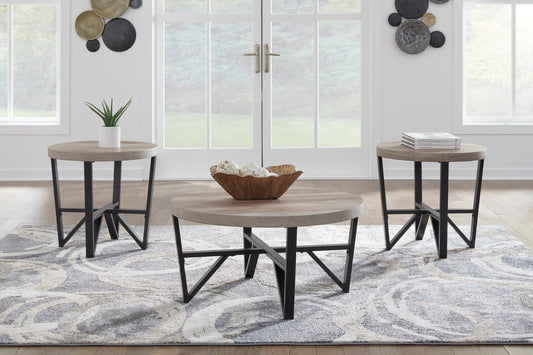 Deanlee Grayish Brown 3pc Coffee Table Set T235-13