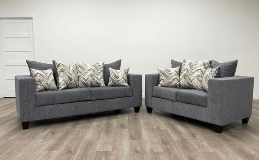 Charcoal Fabric Sofa and Loveseat 110
