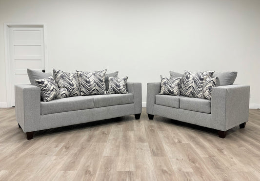 Grey Fabric Sofa and Loveseat 110