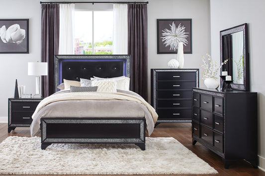 Salon LED Black Pearlescent Bedroom Set 1572