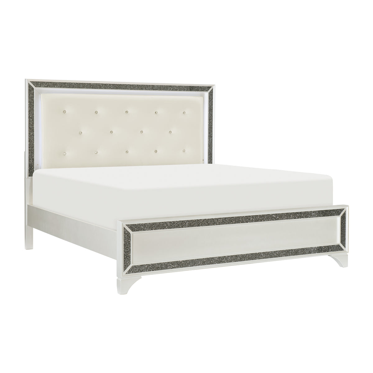 Salon LED White Pearlescent Bedroom Set 1572