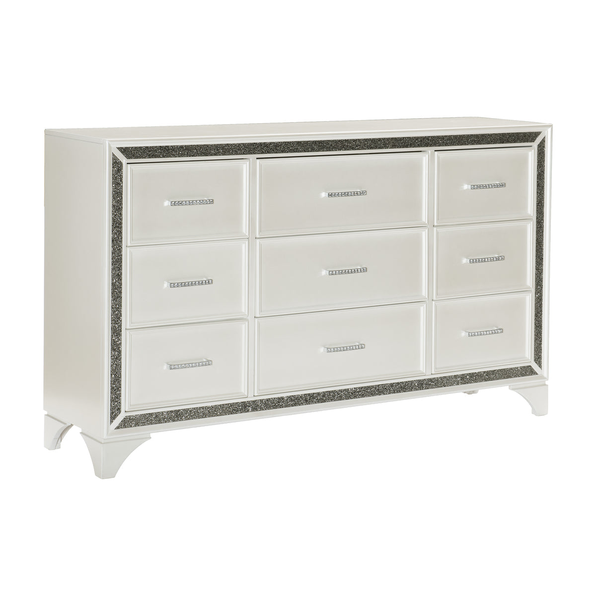 Salon LED White Pearlescent Bedroom Set 1572